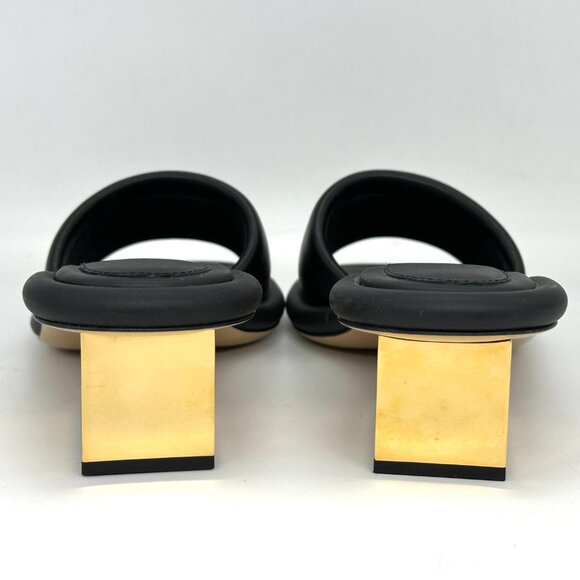 FENDI Baguette Cutout FF Logo Heel Wide Band Slide Mule Sandals Shoes Black - Picture 12 of 16